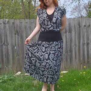 Vintage Drop Waist Western Yallternative Coastal Grandmother Black & White Dress